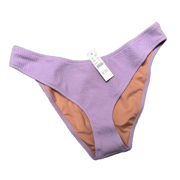 J Crew Bikini Bottom Womens XL Lavender Textured Curved Waist Cheeky High Legs - Picture 1 of 5